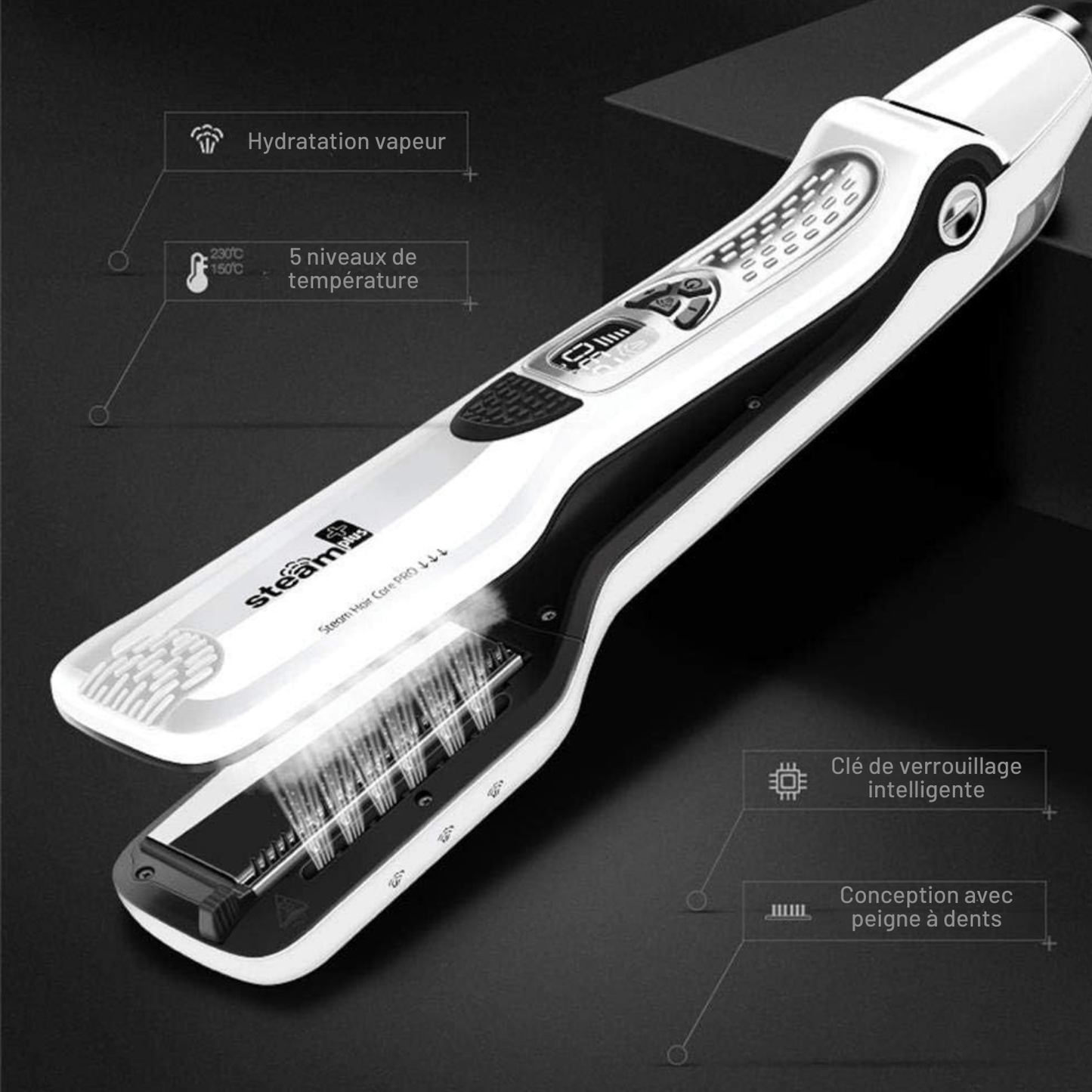 Lisseur Vapeur - VaporBrush™ - Blanc